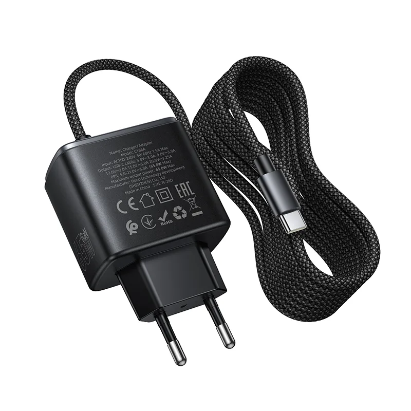 C166A PD 65W fast charger with built-in Type-C cable