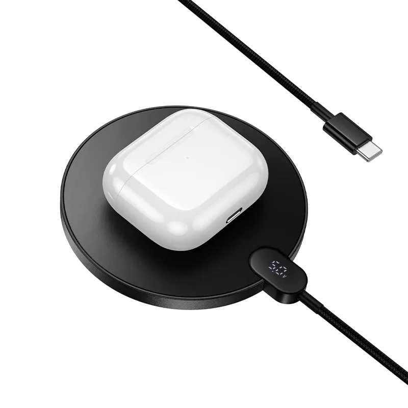 hoco. CW62 Peak desktop wireless fast charger with digital display and cable
