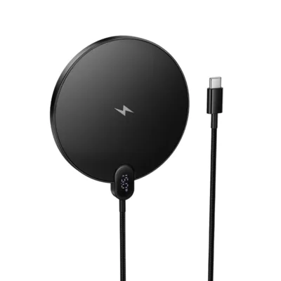 hoco. CW62 Peak desktop wireless fast charger with digital display and cable