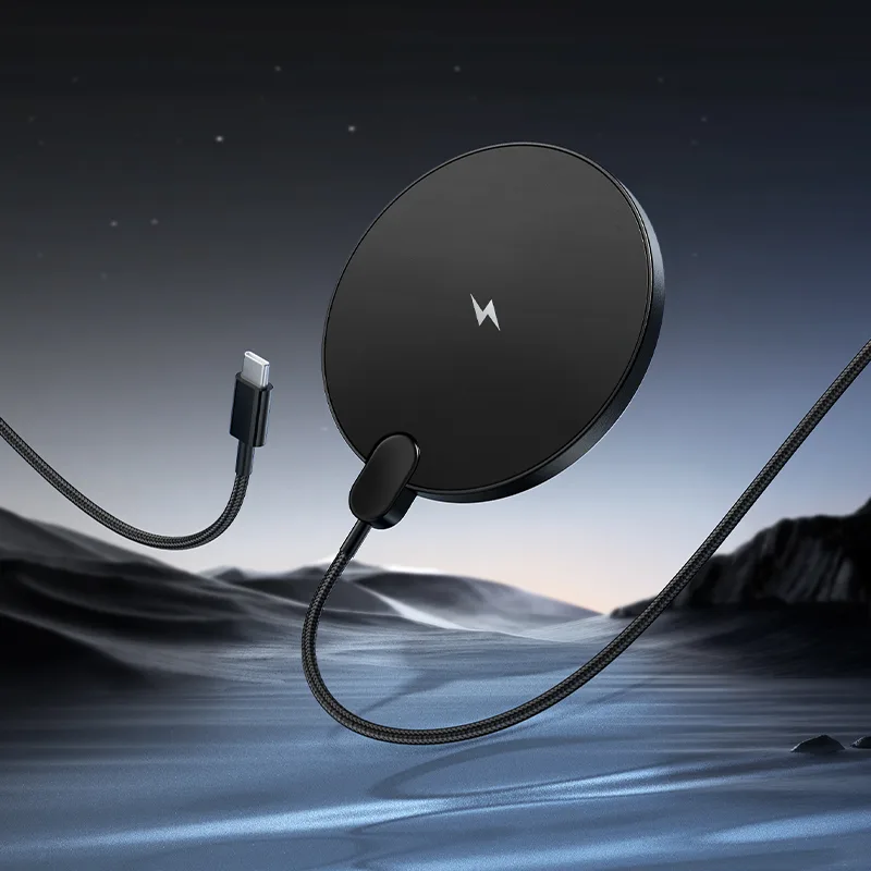 hoco. CW62 Peak desktop wireless fast charger with digital display and cable