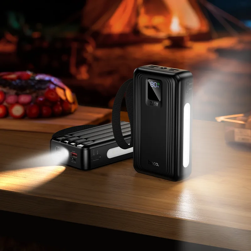 J173 Power Bank 20000mAh 22.5W & PD 20W Fast Charger with 4 Built-in Cables