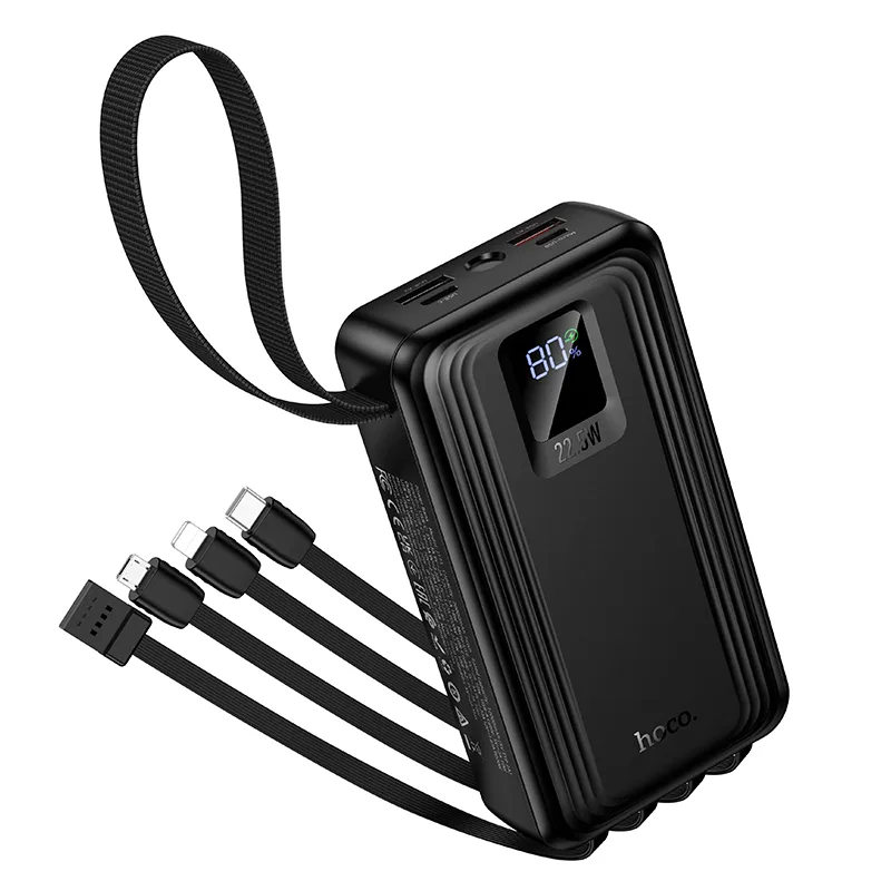 J173 Power Bank 20000mAh 22.5W & PD 20W Fast Charger with 4 Built-in Cables