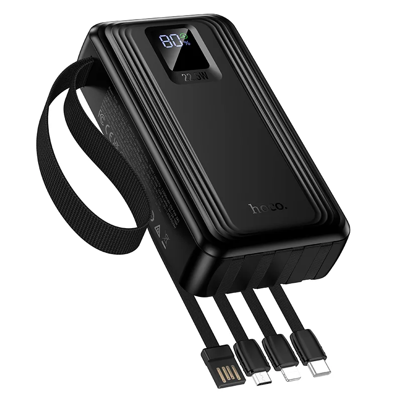 J173 Power Bank 20000mAh 22.5W & PD 20W Fast Charger with 4 Built-in Cables